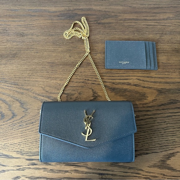 Saint Laurent Uptown Wallet on Chain in Storm - Picture 2 of 5